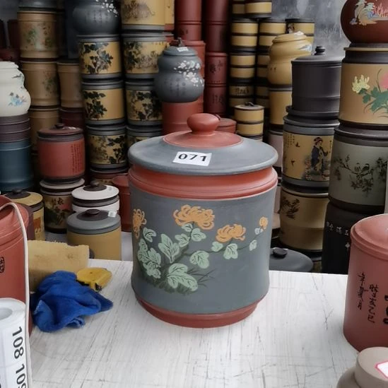 紫砂茶叶罐宝塔手绘071