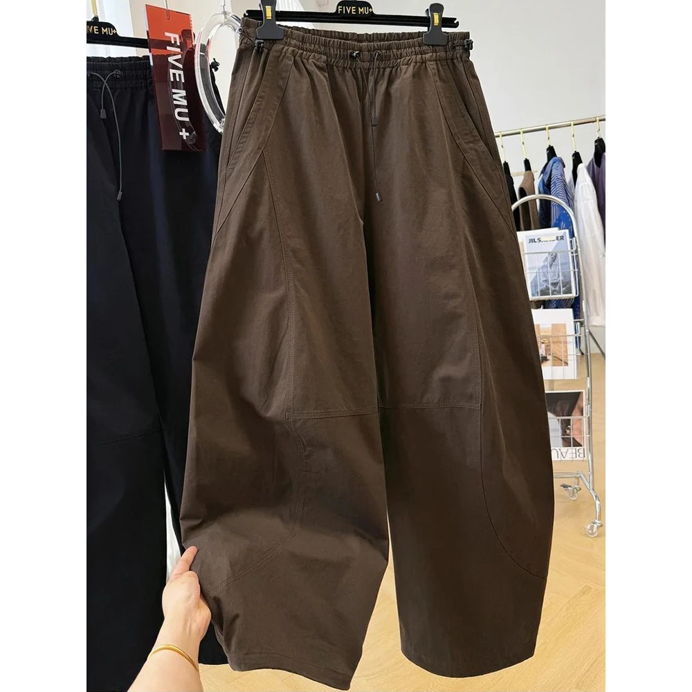 黑色弯刀休闲裤女秋季新款工装裤胖mm小个子宽松遮胯显瘦阔腿裤