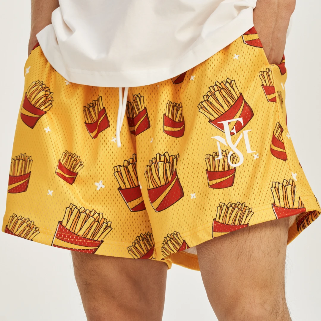 FUTURE MAKER “趣味薯条”数码印吸湿排汗透气针织运动篮球短裤