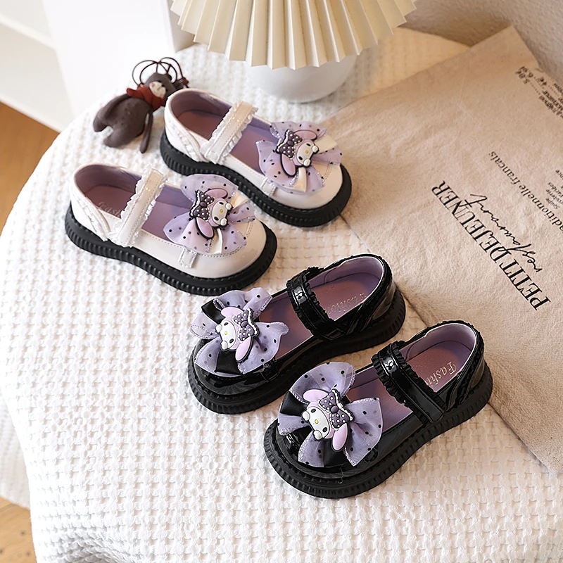 女童皮鞋2025春秋新款儿童洋气蝴蝶结公主鞋女孩豆豆鞋美乐蒂鞋潮