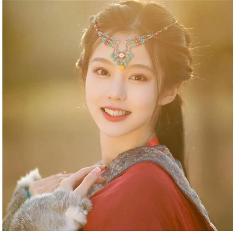 合金项链 【头饰】异域民族风藏式额头链项链女复古旅拍照头饰