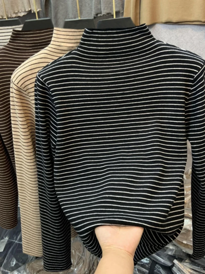 男女童半高领打底衫秋冬加绒厚长袖T恤儿童宝宝德绒内搭秋衣上衣