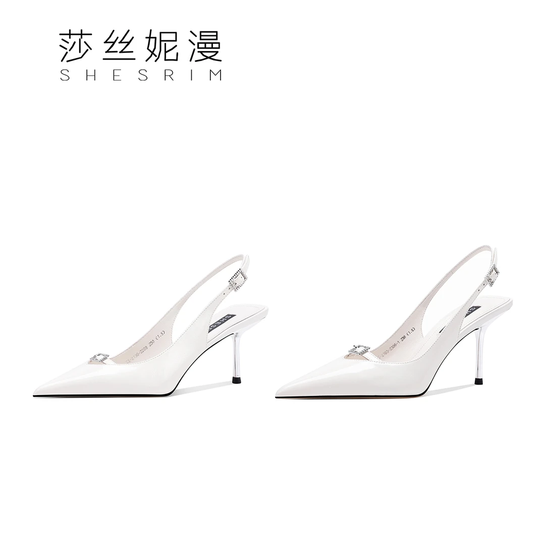 117-2024夏季新款上新气质银色尖头细高跟时装凉鞋女款真皮