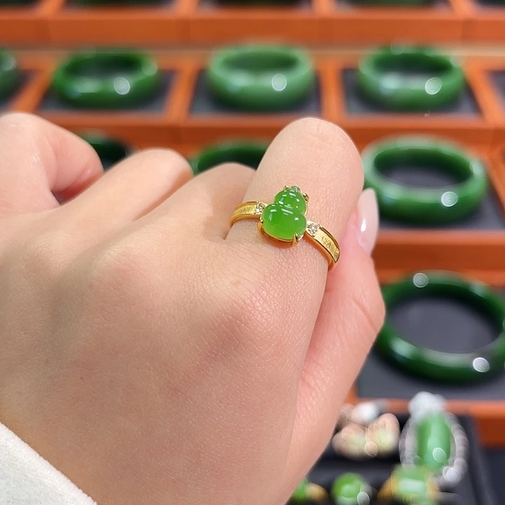 和田玉（碧玉）银S925镶嵌戒指