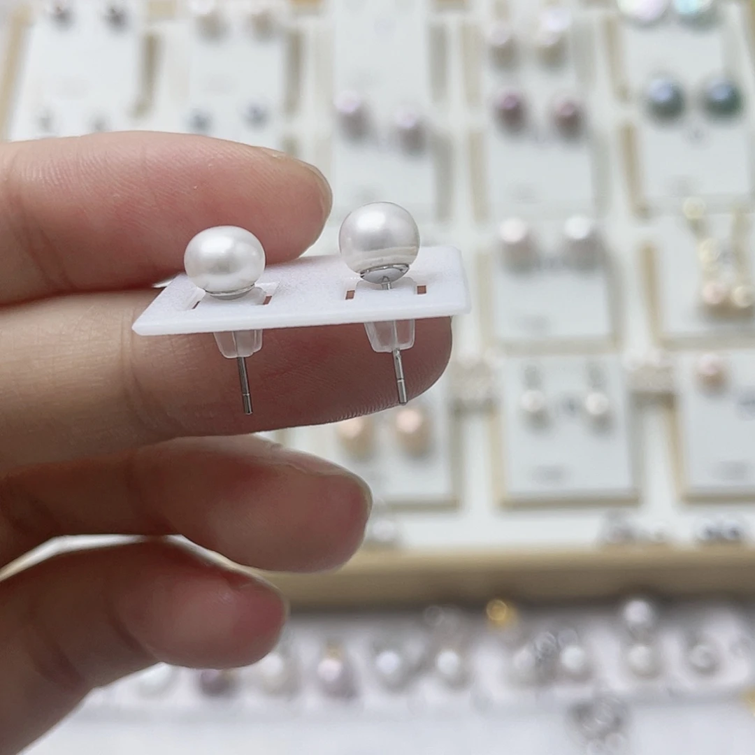 小***帽淡水珍珠银S925镶嵌耳饰