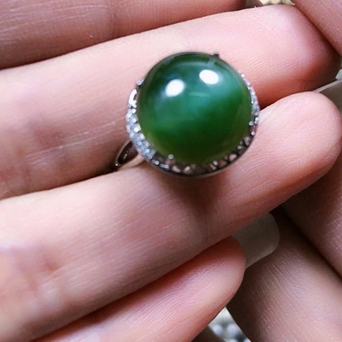 和田玉银S925镶嵌戒指