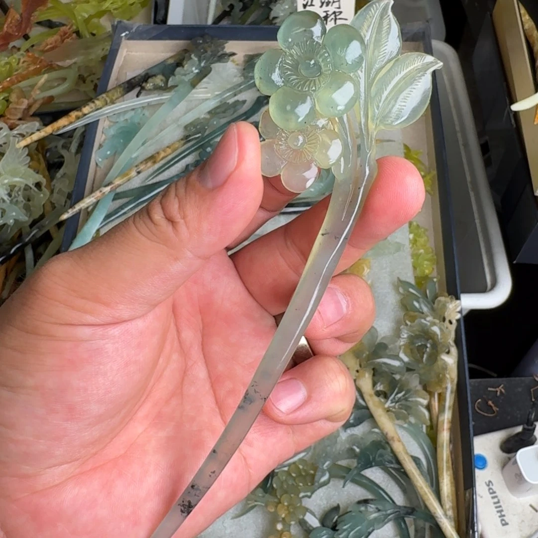 岫玉未镶嵌发饰明君玉簪就是好看