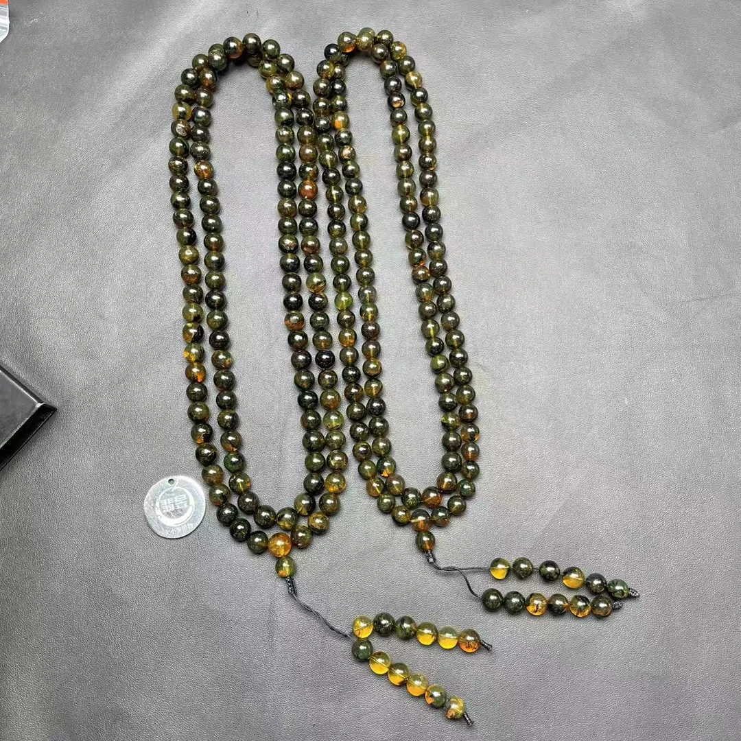 翡昱-N15-39951-629-琥珀珠链颈饰/约8+/约108颗/-多样性发其一-C