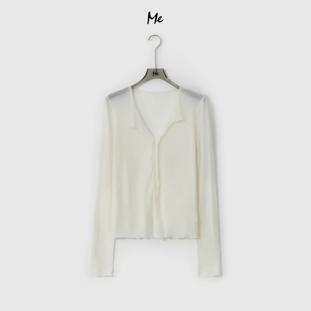 ME【流浪花边开衫】绵羊毛混纺柔软Q弹木耳边时尚百搭毛衣MESA0296