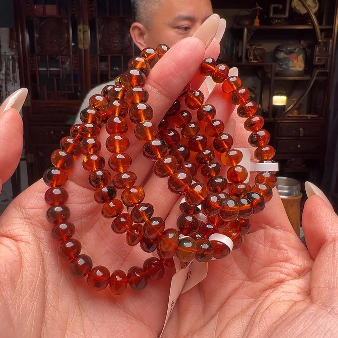 琥珀裸石未镶嵌抚顺琥珀20573-1多样性发其一8mm