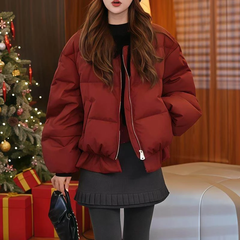 2025秋冬季新款时尚甜美少女风设计感棉服女日常通勤百搭保暖外套