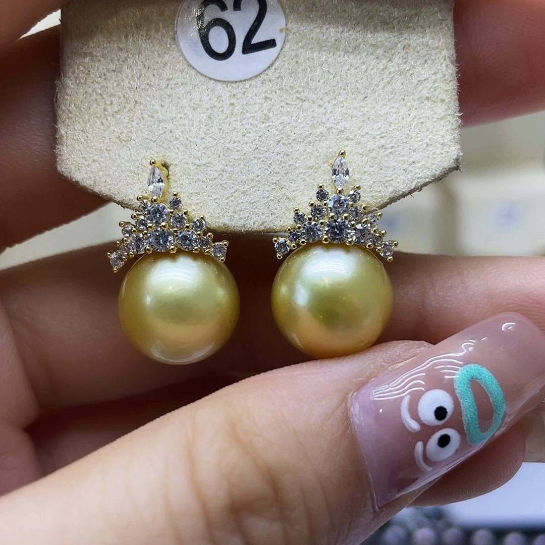 银S925镶嵌海水珍珠耳饰