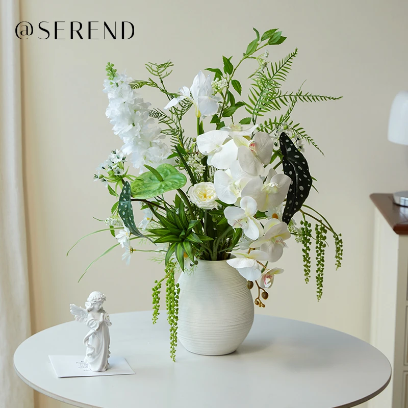 山奈-花束白绿系仿真花花束客厅餐桌装饰网红INS风拍摄道具手捧花