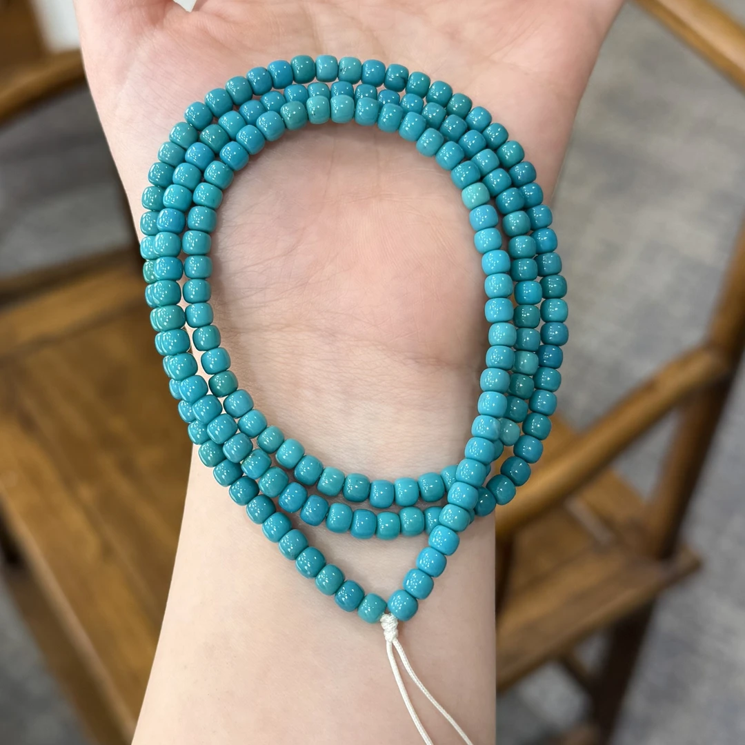 【铭舍】绿松石老型5mm左右108念珠素款-3.20