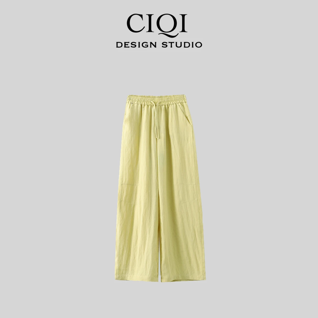 CIQI STUDIO「茶麸水色」美式慵懒直筒休闲裤6127