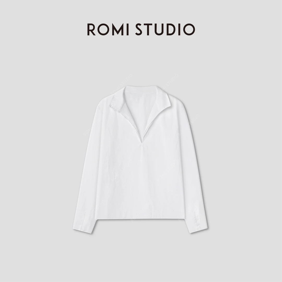 ROMI STUDIO“中古理念”美国匹马棉高密高支双V领衬衫 RWCRST3434