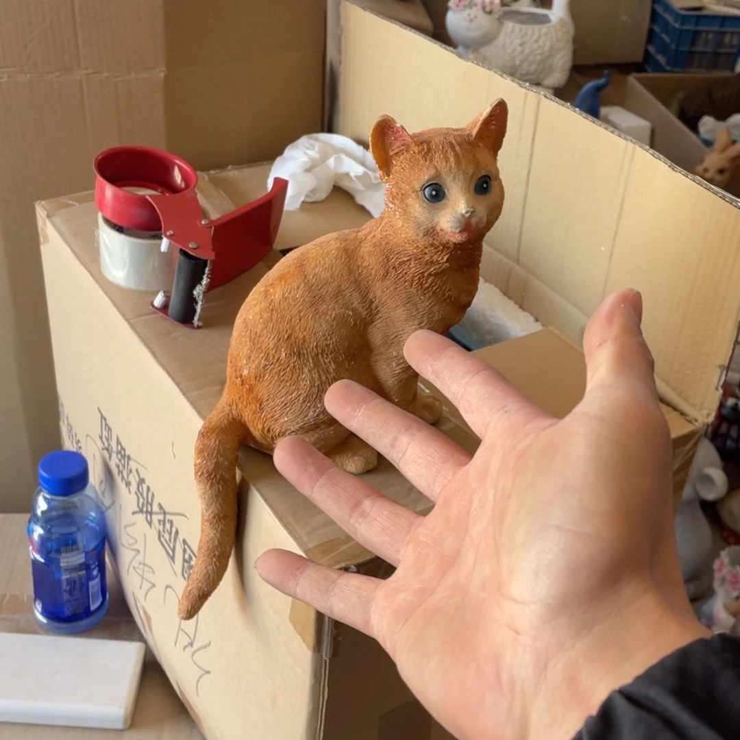 【闪购商品】树脂仿真橘色猫咪摆件
