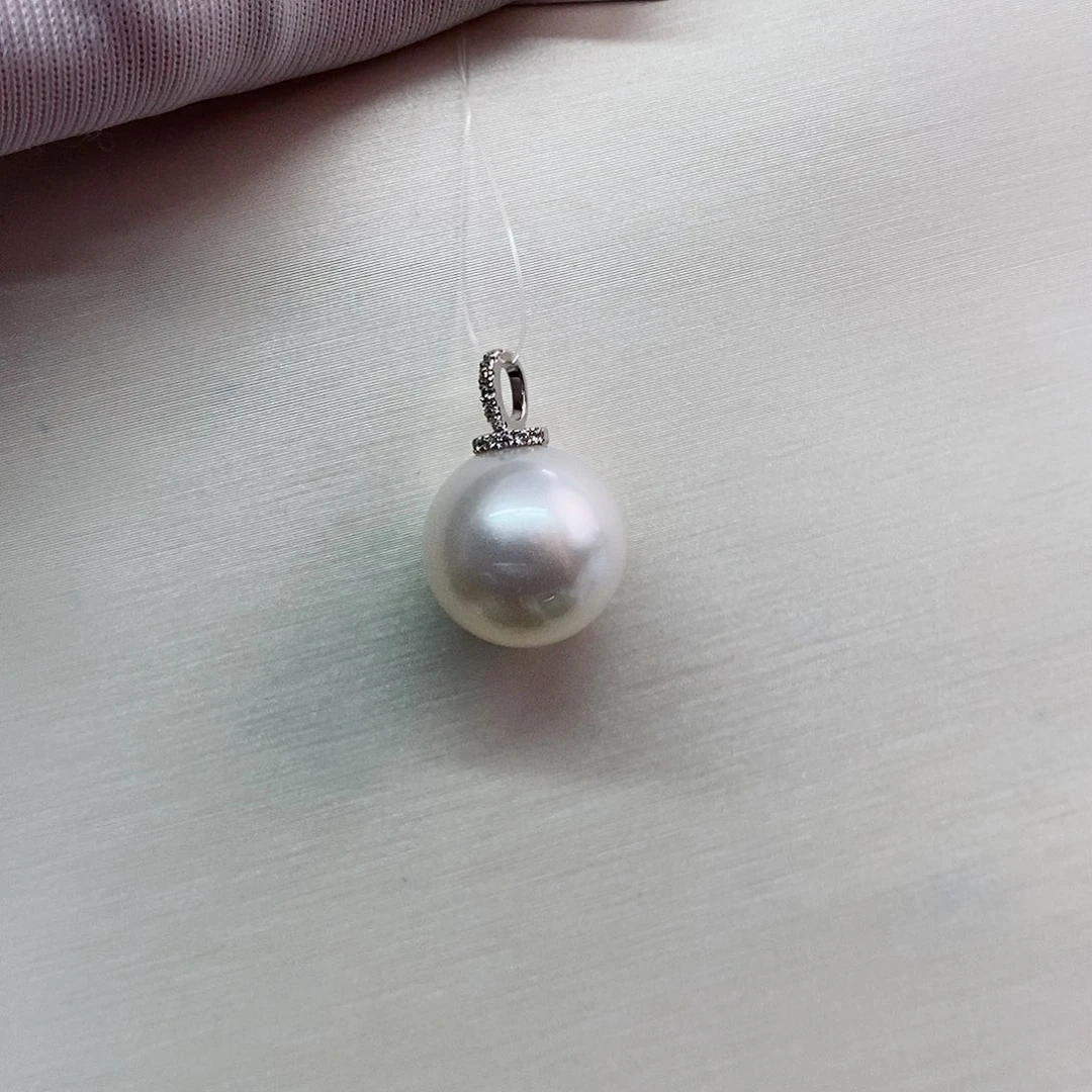 吊坠(不含链)18K金镶嵌海水珍珠12-13