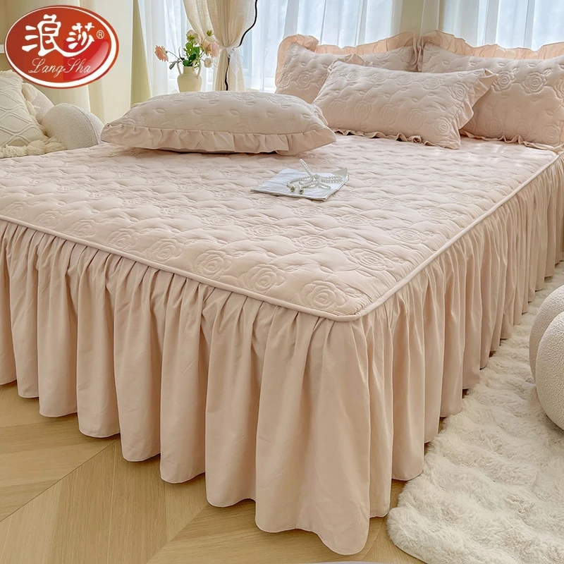 浪莎A类水洗棉床裙单件2025新款加厚床罩防尘罩床套遮丑四季通用