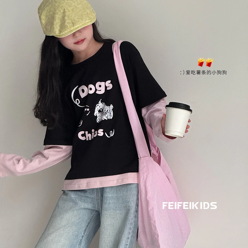 【9.17秋新品】韩版宽松撞色拼接T恤，时髦百搭不挑人K53G2050
