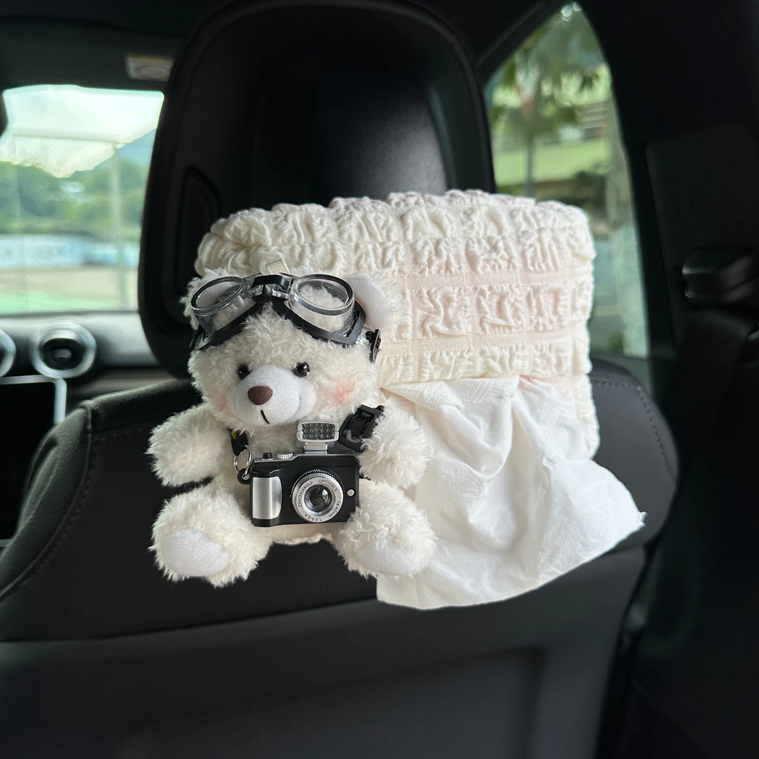 创意小熊车载纸巾盒汽车抽纸盒车用纸袋车内挂袋可爱装饰品挂式