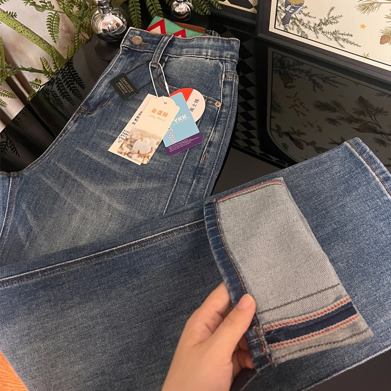 窄版直筒裤女小个子款2025新款爆款高腰弹力早秋薄款牛仔裤浅色