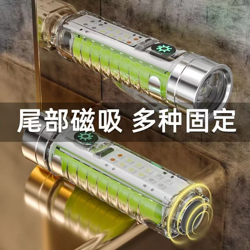 强光疝气灯白激光充电迷你便携超亮远射多功能应急灯充电手电筒