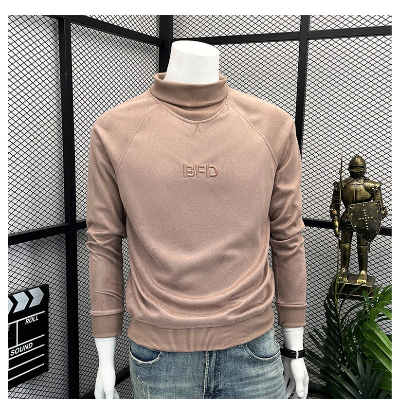 senlin自发热德绒双面绒打底衫男2025秋冬半高领加厚保暖长袖卫衣