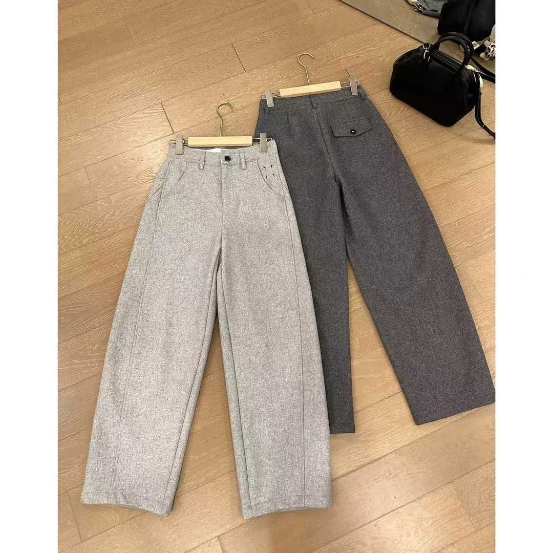 【四角标毛呢裤】秋冬毛边腰头加绒休闲裤2411B5204