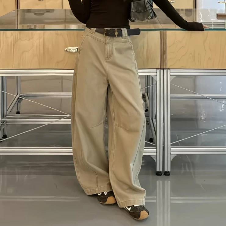 凡Fan【加州矿野】美式复古立体口袋弯刀休闲裤百搭垂感拖地裤