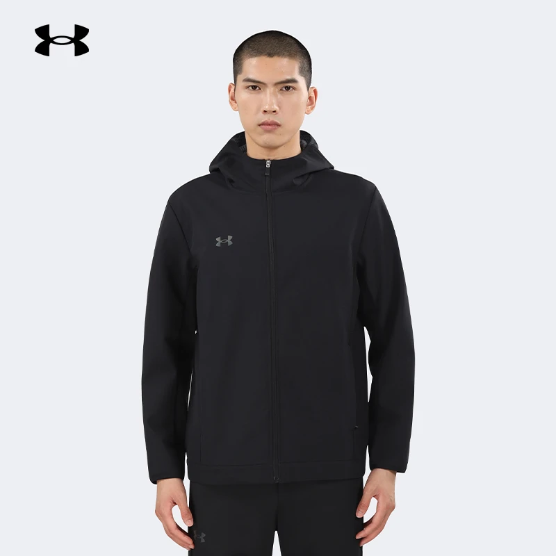 UA安德玛夹克男女秋冬加绒保暖防风软壳连帽防泼水户外运动外套