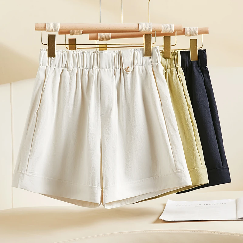 小个子黑色休闲短裤女外穿2025夏季新款高腰辣妹a字热裤阔腿裤子