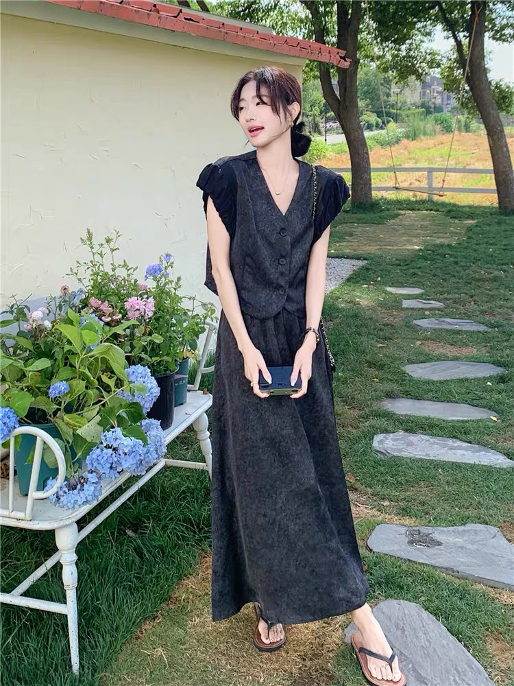 轻国风扎染气质女夏套装新中式盐系轻熟流行穿搭