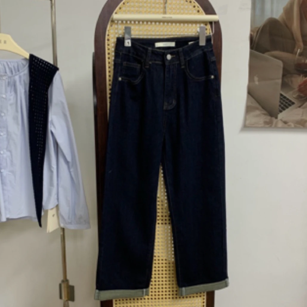 10913秋季新款韩版直筒牛仔裤