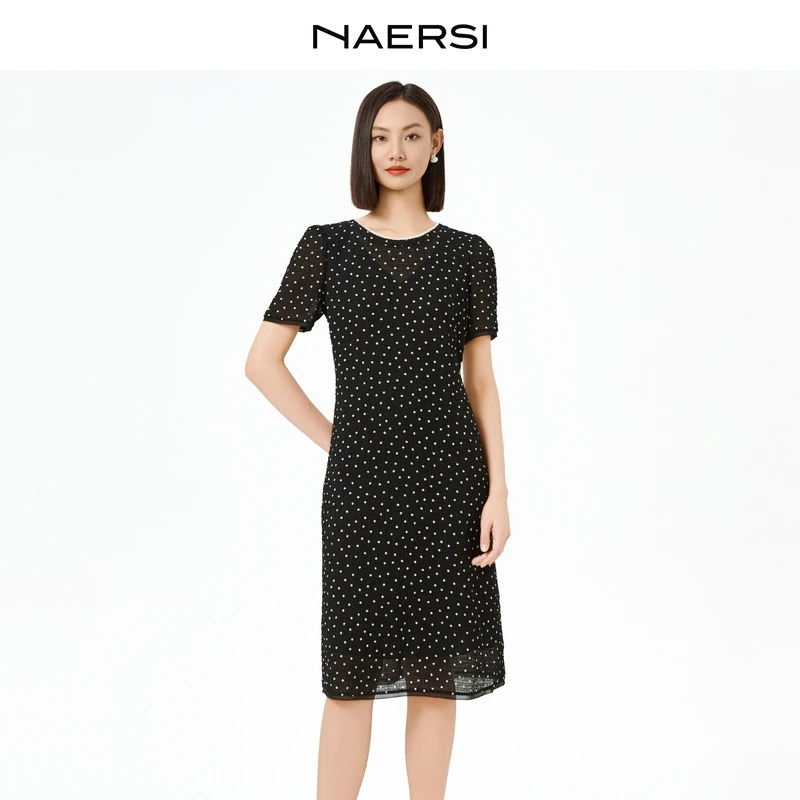 【商场同款】娜尔思连衣裙碎花显瘦气质时尚夏季印花波点NF10186W0