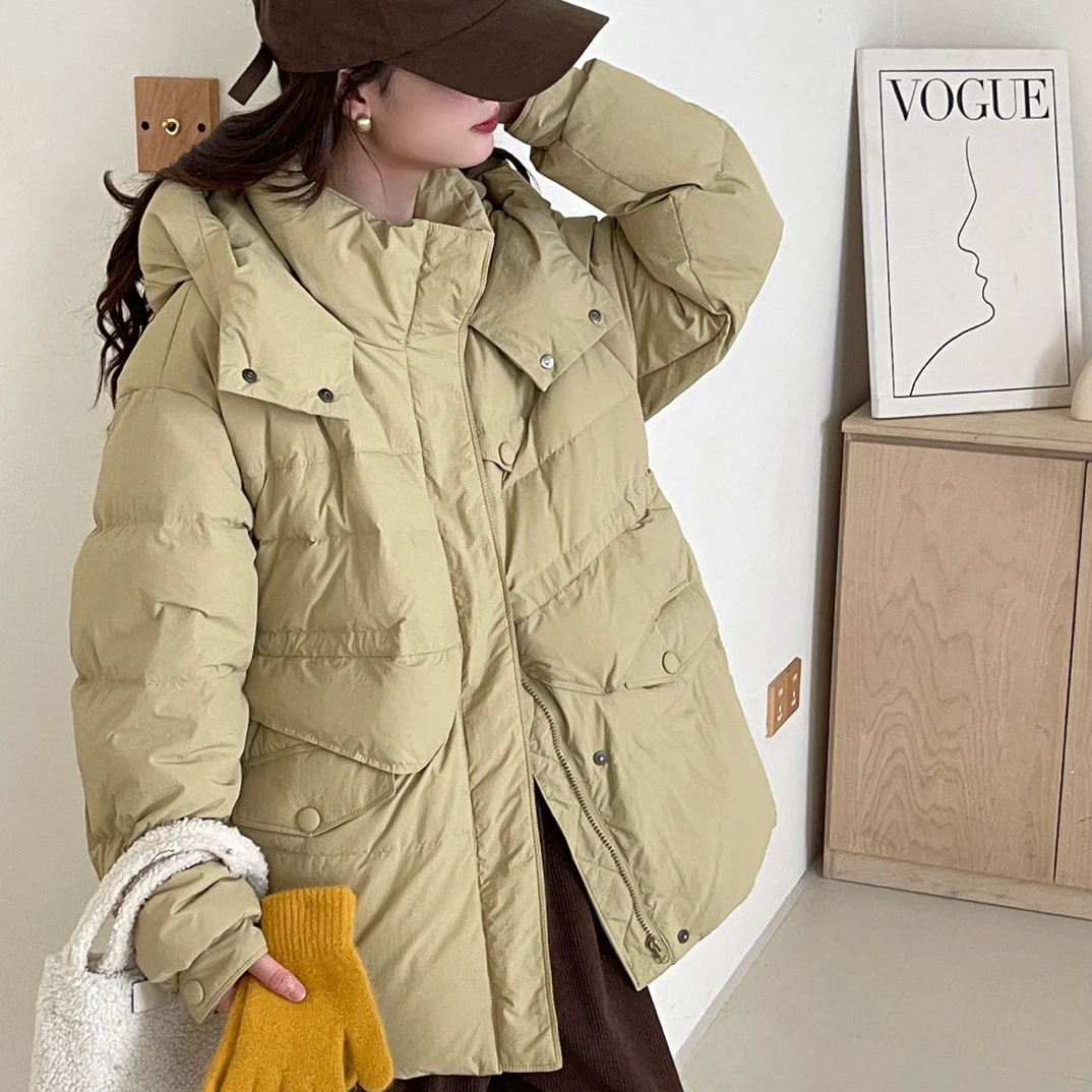 徐娥修身型短款宽松型宽松长袖韩版女装连帽时尚女款冬季保暖外套