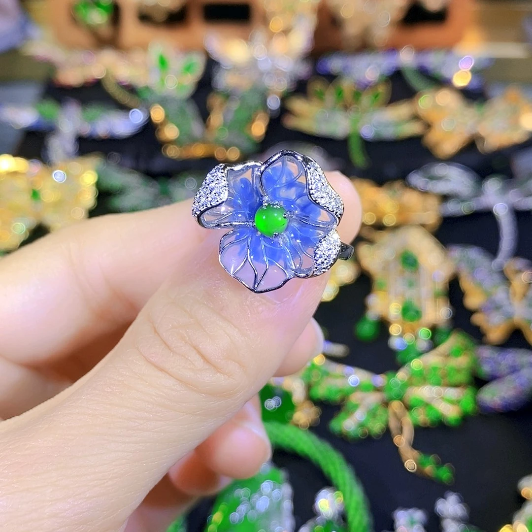 颈饰银S925镶嵌翡翠