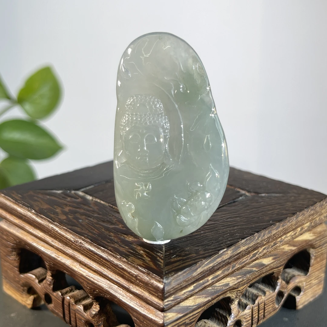 JXW24-018  天然缅甸A货翡翠  花开见佛