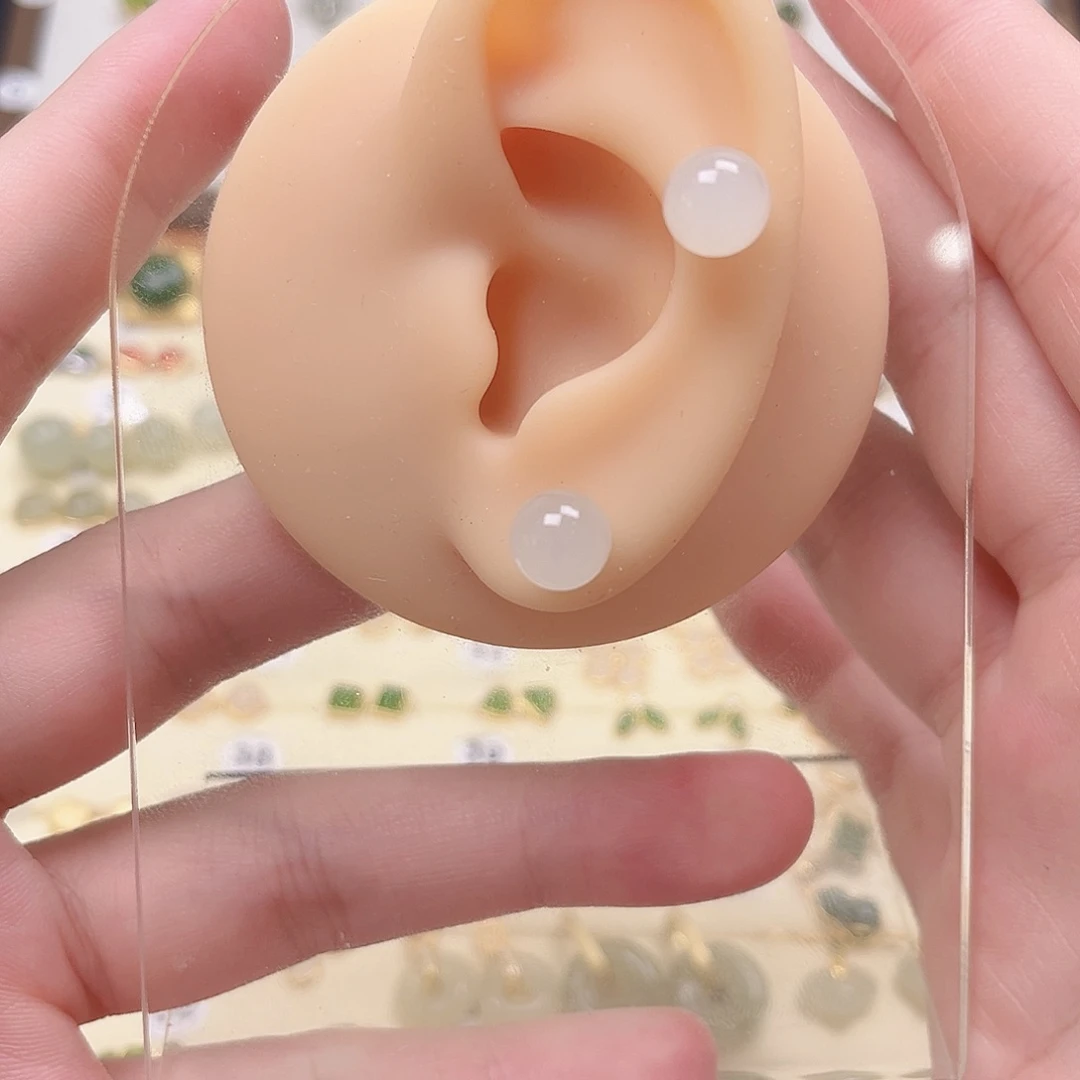 银S925镶嵌和田玉耳饰