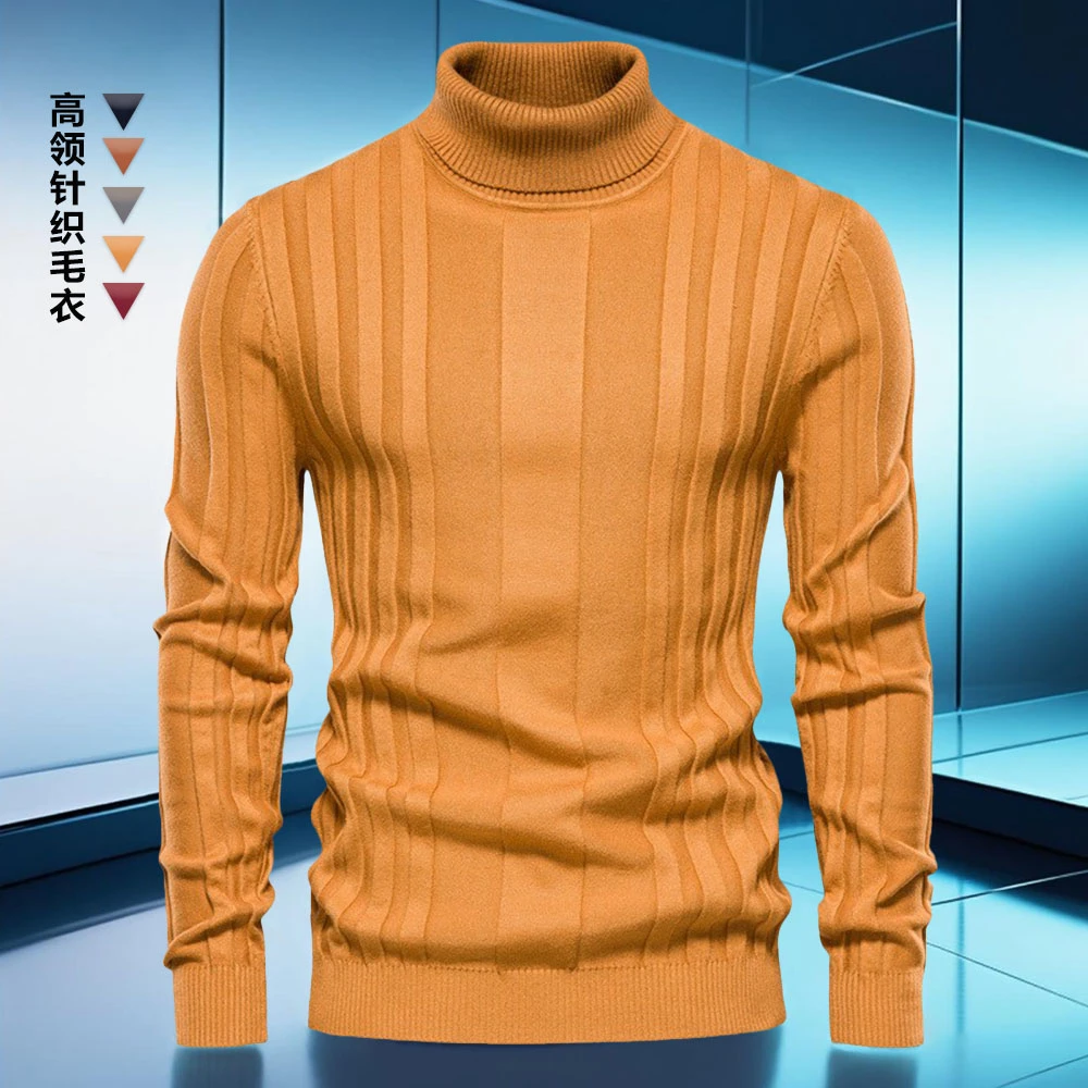 男装痞帅韩版保暖加厚针织高领针织衫时尚秋冬季男款毛衣长袖修身