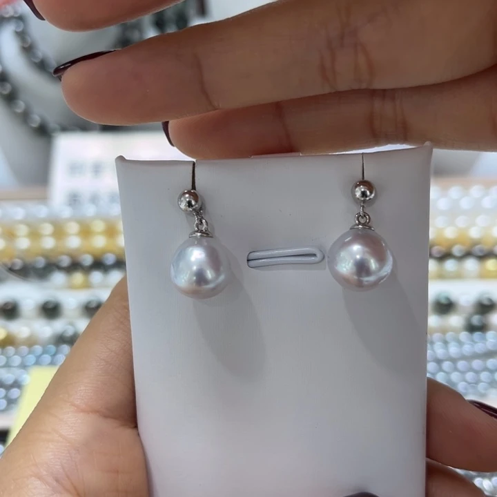 海水珍珠耳饰银S925镶嵌