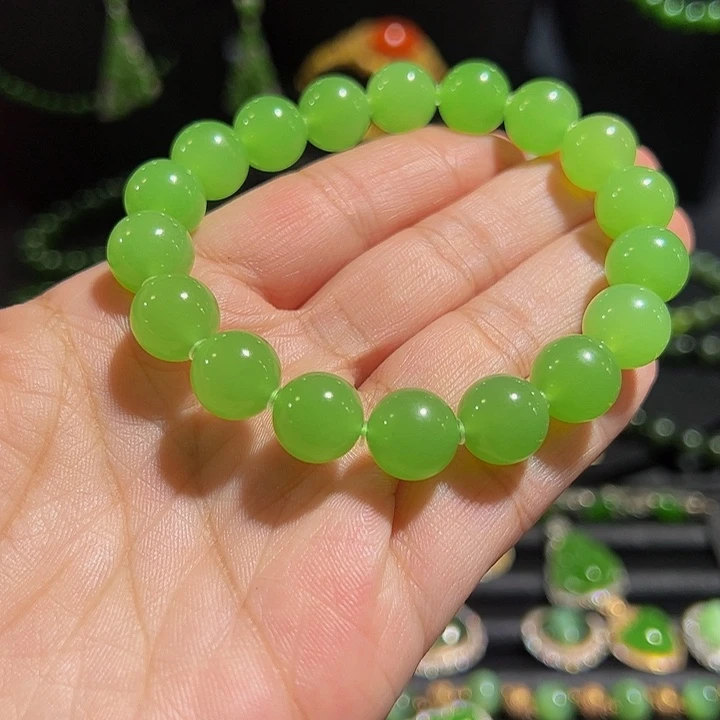 和田玉未镶嵌戒指俄料翠青手串货头品质精挑选