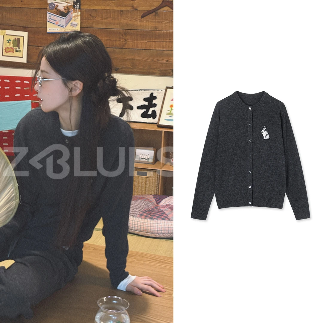 Z.blues【一丝童趣】绵羊毛山羊绒小兔子针织开衫YZLHKZ0118