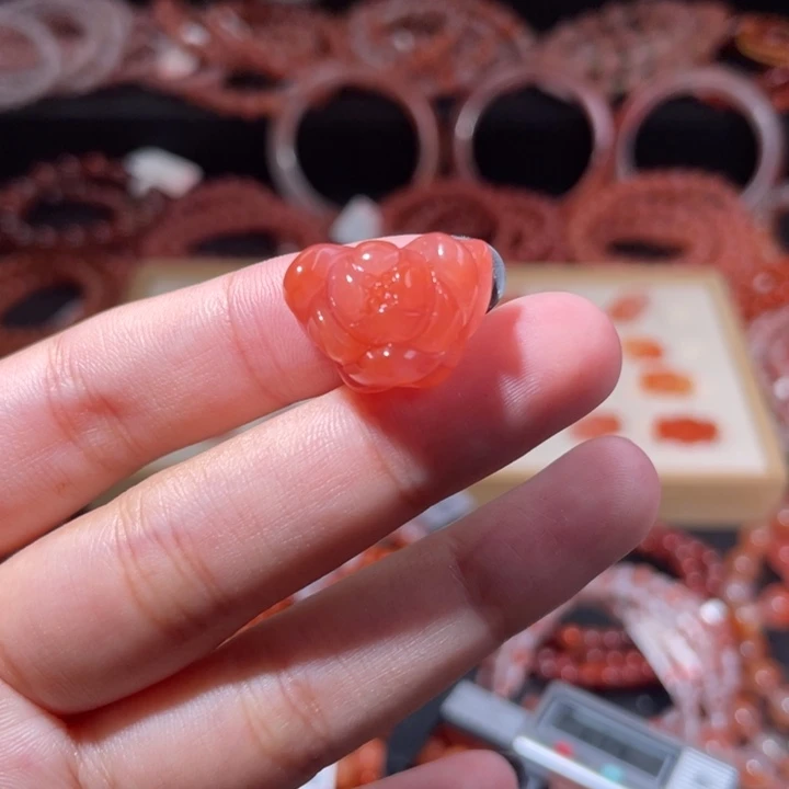 南红玛瑙未镶嵌配饰手串三角莲花2433打孔备注