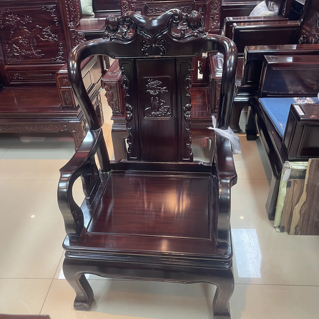 酸枝木 战国单人位沙发尺寸：长68宽57坐高40背111