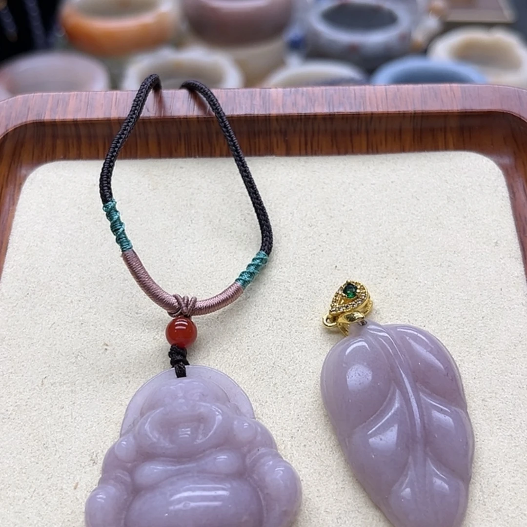【闪购商品】石英质玉手镯未镶嵌宽*紫玉吊坠