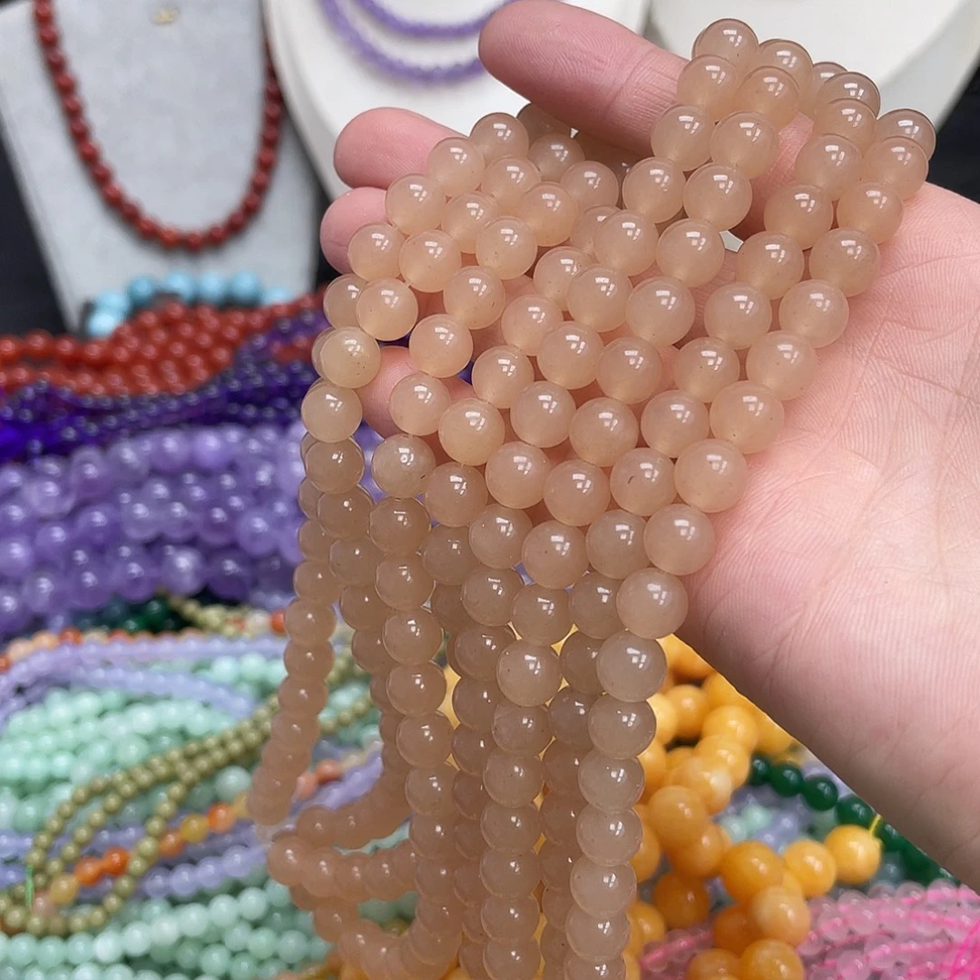 玛瑙/玉髓未镶嵌半成品藕粉玉8msz