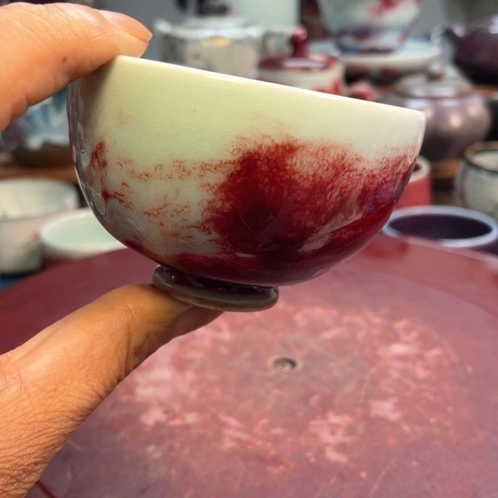 摆件玉石釉手工茶碗