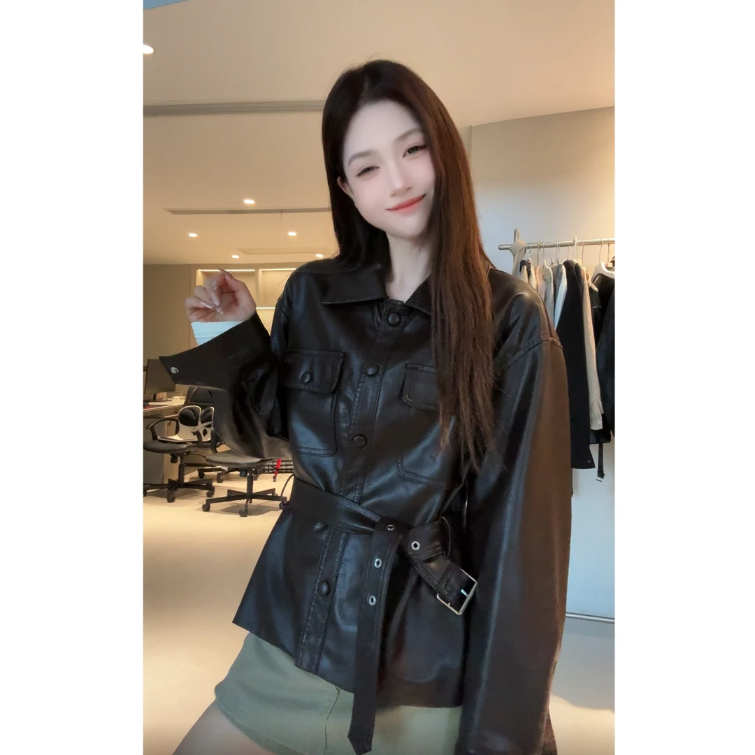 【宋佳同款】2025海宁皮衣女短款皮夹克修身显瘦气质皮衣外套女