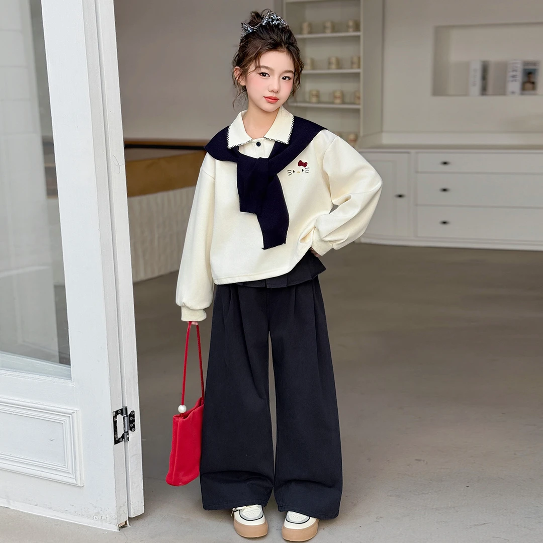 简约潮牌店铺儿童服装2025年新款衣服女童装秋装套装6-12岁高级感